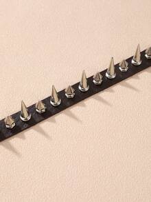 1 件哥特朋克摇滚尖刺皮革项链 - 粉色 - 查看 8