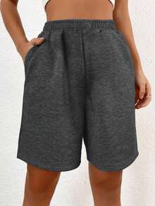 1pc Loose Casual Versatile Commuting Outdoor Sports Shorts For Teen Girl& Young Girl - Dark Grey - View 3