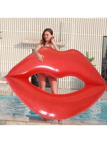 Red Valentine's Day Gift -1 Piece Lip Shaped Inflatable Swimming Ring, Water Backrest Seat, New Year's Pool Party, Suitable For Holiday Gifts, Valentine's Day, New Year's Parties - Multicolor - View 3