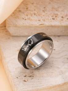 1个减压不锈钢旋转戒指，手牵手图案，男女皆宜，日常佩戴，情人节礼物 - 彩色 - 查看 5