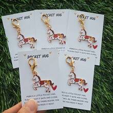 5pcs Cute Horse Keychain Set | Multi-Style Zinc Alloy Keychains With Red Heart Card, Ideal For Gifts On Valentine'S Day, Mother'S Day, Father's Day, Birthdays, Weddings, And More - Multicolor - View 2