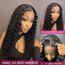 Uveous 5x5 Hd Lace Closure Wear And Go Glueless Wigs Human Hair Pre Plucked Pre Cut Deep Wave Curly Lace Front Wigs Human Hair Wet And Wave Human Hair Wig For Women 250% Density Natural Color - Natural Black - 查看 5