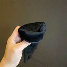 Hand-Woven Plaid Cold-Proof Leather Gloves For Women Winter Warm Riding Fleece-Lined Waterproof Touchscreen Woven Texture Leather Gloves, Full Of High-End Feel ~ Exquisite Woven Texture With Texture, Leather Material Shows Elegance, Suitable For Autumn And Winter Warmth And Can Be Used As Accessories, Suitable For Daily Wear And Commuting, Easily Enhances Outfit Style - Black - View 2