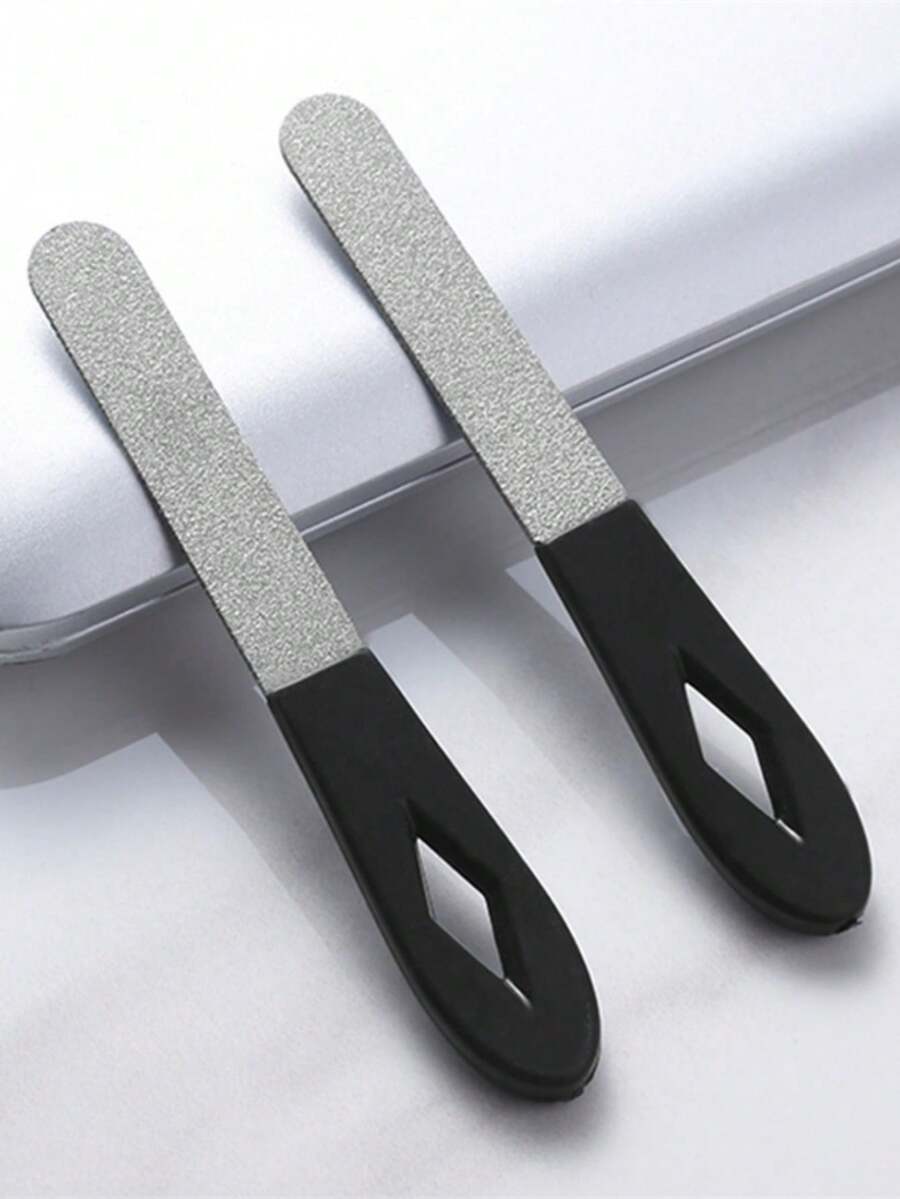 1/2pcs Double-Sided Stainless Steel Nail File, Nail Grinder, Nail Buffer, Nail Polisher