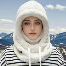Thick Plush Fleece Balaclava Winter Hood Hat, Windproof Warm Face Mask Neck Gaiter Combo For Ski Cycling Outdoor Sports - Black - View 3