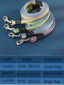 1条加长加厚宠物狗牵引绳，适用于小型、中型和大型户外犬，多功能互动式狗牵引绳，也适用于猫狗，可作遛狗绳、专业训练绳、家用狗绳、猫绳、狗绳、宠物用品牵引绳。 - 彩色 - 查看 3