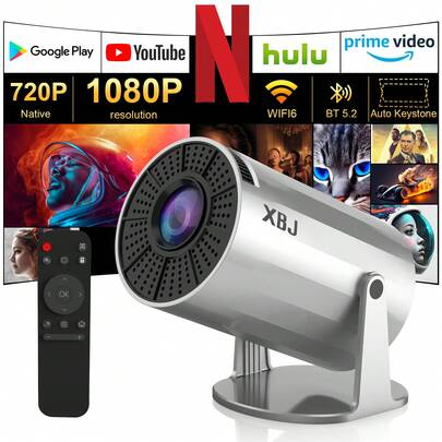 XBJ プロジェクター 4K Android 11搭載 Allwinner H713チップ 290 ANSIルーメンの高輝度 デュアルバンドWiFi 6 & Bluetooth 5.0接続 270°自由回転で天井投影も可能 プロジェクター スクリーンと組み合わせれば大画面テレビのような臨場感 寝室 リビング 屋外キャンプで楽しめる多機能ぷろじぇくた projector