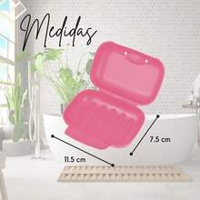 VIBES 2 Jaboneras de Viaje - Set de Caja Jabonera Sellada a Prueba de Fugas, Portaón Portátil y Duradero, Soap Cover para Baño, Ducha, Maleta de Gym o Equipaje, Oficina (Rosa) - Rosa - Ver 8
