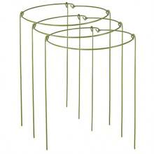 Paquete de 3 estacas de soporte para plantas, jaulas ajustables para anillos de plantas con envoltura de goma verde, para orqudeas, plantas en macetas de interiores y exteriores, 10 pulgadas de - 10" de ancho x 17" de alto - Ver 2