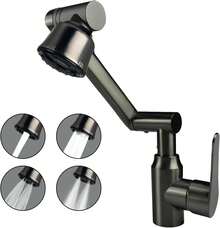 Llave para Fregadero de Cocina, Mezcladora para Fregadero, Grifo de Cocina, Monomando para Fregadero, Gris, 4 Funciones,BXG - SG-Negro - Ver 1
