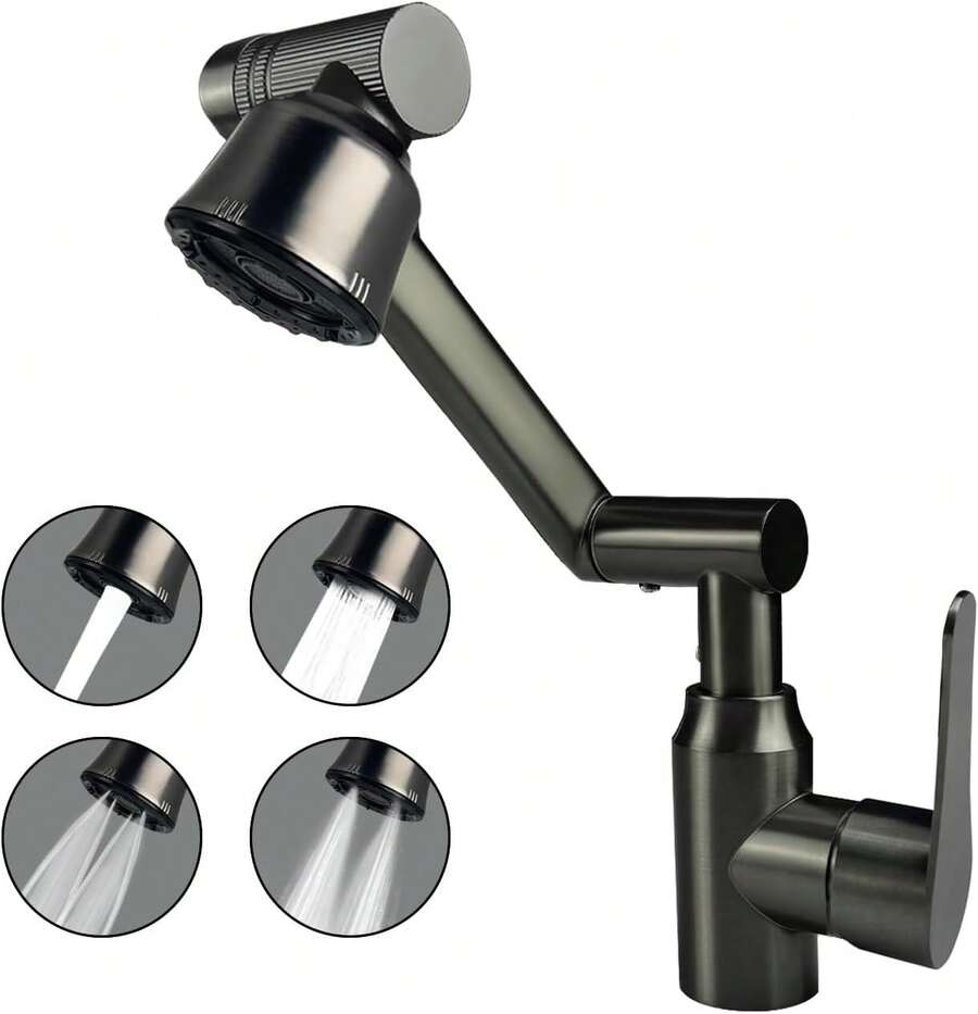Llave para Fregadero de Cocina, Mezcladora para Fregadero, Grifo de Cocina, Monomando para Fregadero, Gris, 4 Funciones,BXG - SG-Negro - Ver 1