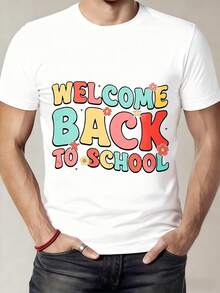 Black T-Shirt With Welcome Back To School Print In Colors For Back To School - White - View 1