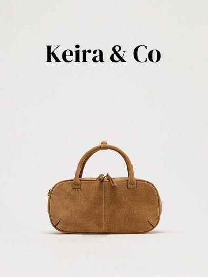 MINI DOUBLE HANDLE BAG, Luxury Design New Fashion Handbags, Women's Casual Baguette Bag With Removable Crossbody Strap