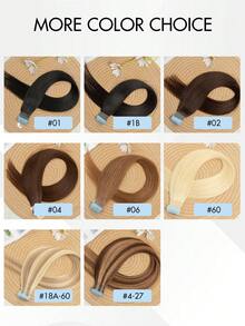 10pcs Mini Tape-In Hair Extensions, Real Human Hair, 12-22 Inch Straight, Invisible Seamless Adhesive, Suitable For Women, Christmas Gift - Multicolor - View 6