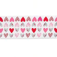 QY- DII CAMZ37698 - Camino de mesa de cocina 100% algodón lavable a máquina estampado para el día de la madre el día de San Valentín y el uso diario 14 x 108 pulgadas collage de corazones -6194 - Collagedecorazones - Ver 3