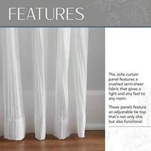 Home Fashions Crushed Semi-Sheer Adjustable Tie Top Single Panel Window Curtain Drape Fabric White 52" X 108" 1 Panel - 白色 - 查看 3