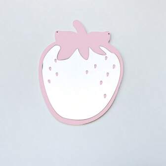1pc Strawberry Shaped Cute Cartoon Mirror Wall Sticker, Home Decor Mirror Sticker