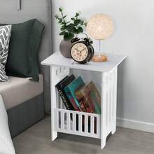 Small Bedside Table Cabinet Side End Coffee Tea Table Nightstand Storage Shelf - White - View 6