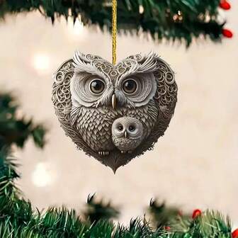 1pc Heart Owl 2D Acrylic Valentine's Day Decoration Pendant, Pendant Decoration, Scene Decor, Room Decor, Home Decor, Window Decoration Pendant, Holiday Party Decoration