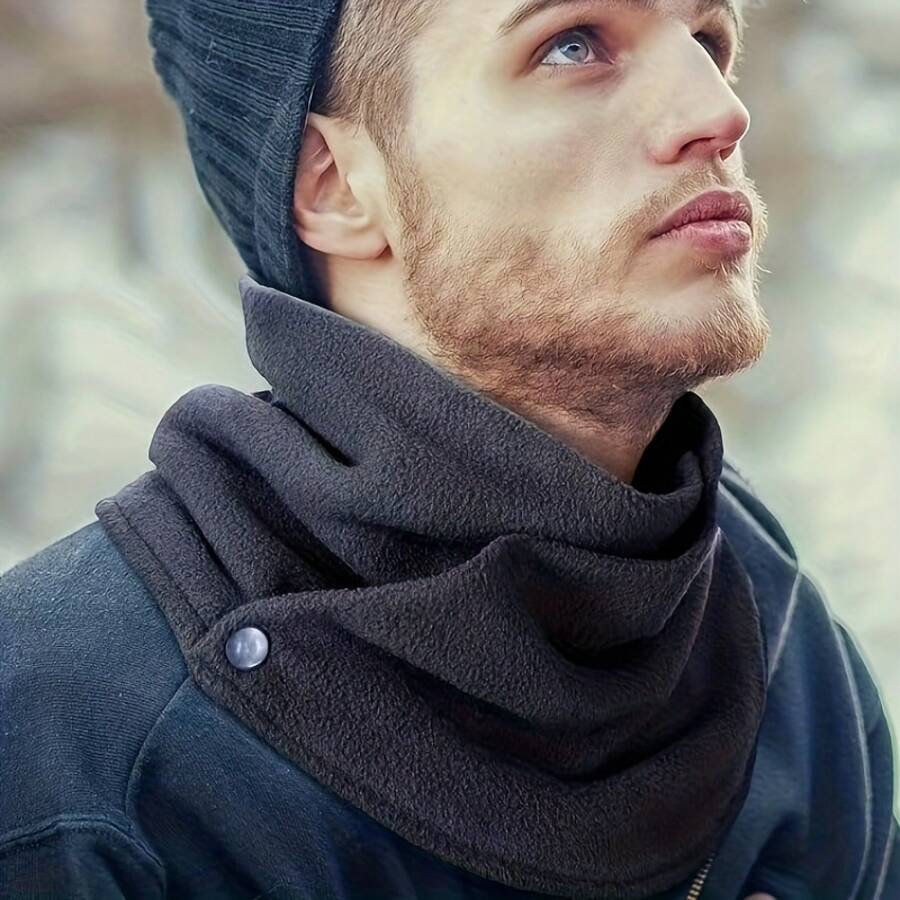 An Upgraded And Thickened Solid Color Snap Button Unisex Scarf - A Must-Have For Winter With A Non Elastic And Soft Design, Suitable For Cycling, Dinners, And Cold Weather. It Features A Fashionable Neck Cover And Exquisite Craftsmanship - An Ideal Holiday Gift