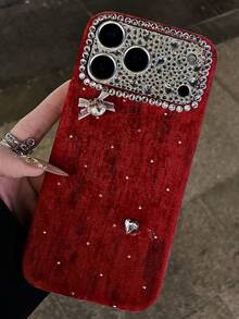 Wnter 时尚蝴蝶结闪亮透明手机壳，兼容 17 Pro Max 16 Pro 13 14 15 - 紅色 - 查看 2