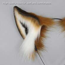 Faux Fur Wolf Fox Ears Headband Furry Animal Ears Hair Hoop Cosplay Headwear Halloween Christmas Party Headpiece - 預設 - 查看 4