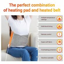 Hailicare Multi-Functional Heating Pad, Electric Heating Blanket Waist Belt, Home Warming Gadget, Warm Legs, Abdomen And Hands, Suitable For Office And Home, 9 Temperature Levels And 4 Timer Options, Perfect Christmas Gift - Grey - View 7