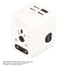 Adaptador De Viaje Internacional, Adaptador De Enchufe Internacional Universal, 3usb+Type-C, Adaptador Us A Europeo Para Italia, España, Francia, Alemania, Grecia - Blanco - Ver 2
