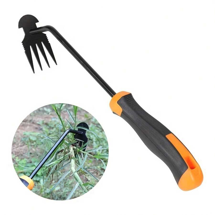 1件装全新花园除草工具 - 带手柄的手动除草工具，符合人体工程学的园艺工具，可有效去除根系 - 亮橙色 - 查看 1