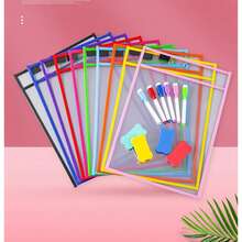 1 Set Hanging File Folders, PET Clear Dry Erase Pockets
