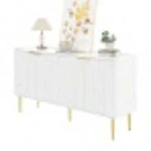 Modern And Simple Sideboard, Modern Sideboard Cabinet, Buffet Storage Set For Living Room, 140L X 38W X 75H (Cm) - 白色 - 查看 2