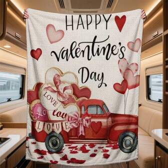 1pc Contemporary Flannel Pink Valentine's Day Envelope Design Blanket - Comfortable Warm Digital Printed Knit Blanket, Suitable For Napping, Sofa, Office, Camping, Valentine's Day, Mother's Day, Multipurpose Gift Blanket, Suitable For All Seasons