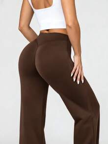 VVX Yoga Pants Women High Waist Stretch Casual Soft Straight Leg Bottoms - 棕色 - 查看 5