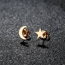 1 Pair Fashionable Stainless Steel Moon Star Earrings, A Simple And Individual Accessory, Suitable For Both Parties And Daily Wear - GED155 - View 4