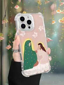 1 pieza Funda de teléfono con diseño artístico de la Virgen y una joven en tonos suaves, estilo religioso y emotivo, funda transparente resistente a golpes, ligera y con corte preciso, compatible con iPhone 17/16/15/14/13/12/11/XS/XR/X/PLUS/PRO/PROMAX, compatible con Galaxy A34/A35/A54/A55, Galaxy S20/S21/S22/S23/S24 Ultra/Plus, compatible con Moto/Galaxy/Redmi/Honor/OPPO, regalo de fiesta - transparente - Ver 6