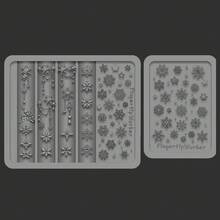 Snowflake Embossed Nail Art Mold, Delicate Snowflake Chain Star 3D Nail Art Decor Transparent Silicone Mold For Winter - Clear - View 13