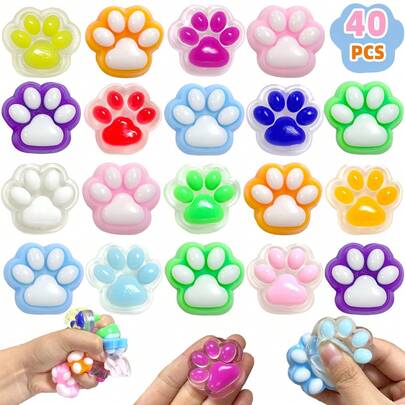 Taba MINI Cat Claw Stress Relief Toy, 1/5/10/20/30/40pcs Set, Squeeze Cat Paw, Cute Sensory Toy, Handmade Soft Silicone Sticky Toy, Stretchy Stress Relief Toy, Cat Claw Spring, Gift For Girls, Birthday, Party