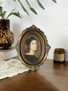 إطار صورة ذهبي عتيق مقاس 5 * 7 بوصة، إطار صورة برونزي ذهبي مقاس 5 * 7 بوصة، مصنوع من مادة الراتنج اليدوية، لوحة زجاجية، إطار عتيق فاخر، مناسب للعرض على الحائط والطاولة، ديكور المنزل - متعدد الألوان - مشاهدة 7