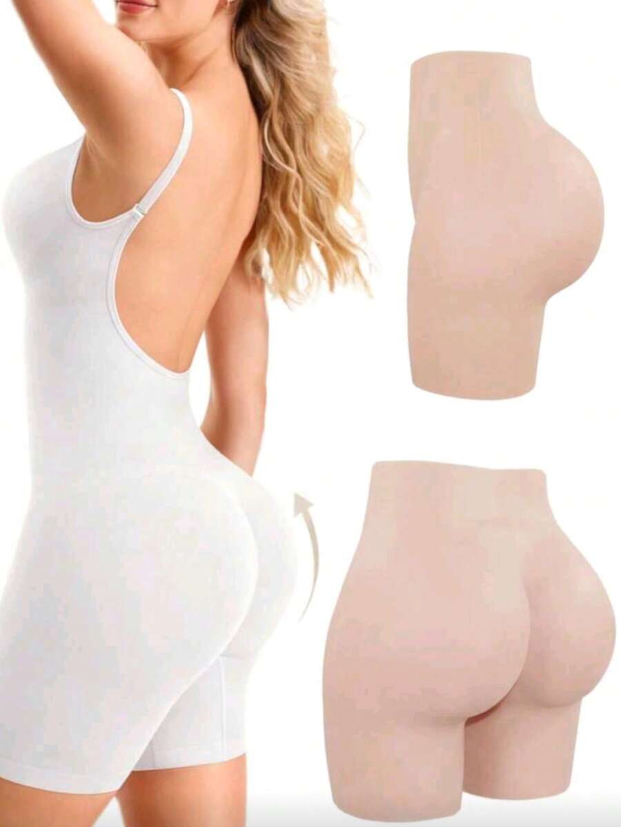 硅胶垫提臀短裤，加厚塑形裤，提升臀部曲线，打造理想臀型 - 杏色 - 查看 1