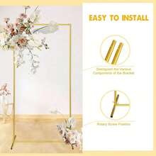 Gold Metal Arch Backdrop Stand, Wedding Arch Support, Birthday Party Ceremony Decor, Square Rectangular Frame, Indoor Outdoor Celebration - Gold - View 6