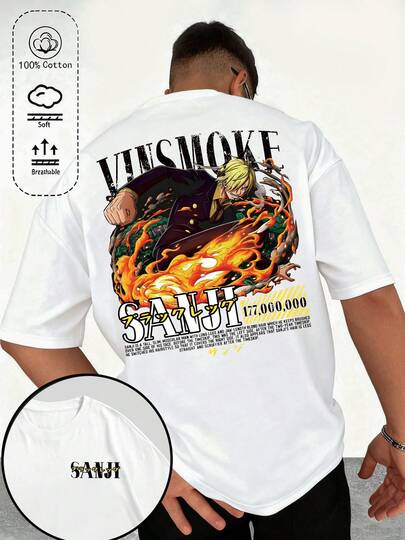 Camiseta de gola redonda 100% algodão, com estampa de desenho animado/anime, unissex, ideal para todas as estações, ótima opção de presente para as festas de fim de ano, modelagem minimalista, moderna e confortável, tecido macio, perfeita para fãs de anime.