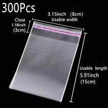 100pcs/50 Random Clear Self-Adhesive OPP Bags, Durable Cellophane Bags Transparent Small Plastic Bags,Mini Gift Packaging Bags For Jewelry ,Candy, Cards