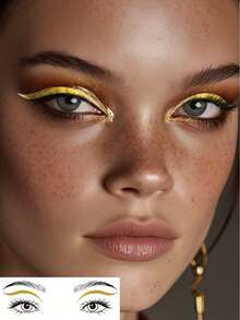 4pcs Glitter Face Temporary Tattoo Stickers, Gold & Silver Eye Makeup Stickers, Eyeliner Stickers, Glitter Temporary Tattoos, Suitable For Party, Festival, Prom, Valentine's Day Decoration - Multicolor - View 5