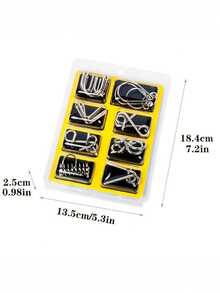 8件套鲁班锁，智能解锁玩具，金属拆卸环，成人款，父母款，家庭聚会礼物，圣诞节，万圣节，感恩节 - 彩色 - 查看 3