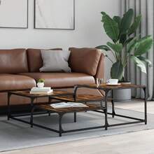 Tavolino vidaXL in legno di rovere affumicato, 107 x 107 x 40 cm, legno composito - nero - Visualizzare 3