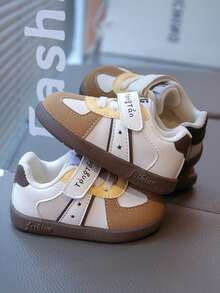 儿童帆布鞋，软底幼儿鞋，新款男女宝宝滑板鞋 - 卡其色 - 查看 4