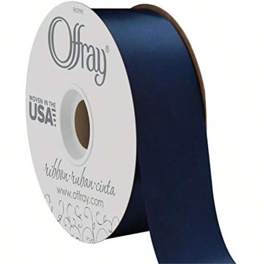 BERWICK Offray Craft Cinta de satén de Doble Cara, 7/20.3 cm de Ancho por 20-Yard Carrete, Blanco Antiguo, Blanco Antiguo, 1-1/2 Inch x 50 Yard, 1(Azul marino claro 50 Yards) - Multicolor - Ver 1