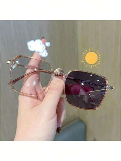 Gafas de moda cuadradas con lentes fotocromáticas para mujer - Gafas de montura completa retro con lentes que cambian de color, ligeras y duraderas, aptas para uso en interiores/exteriores, gafas cuadradas modernas, lentes de alta calidad