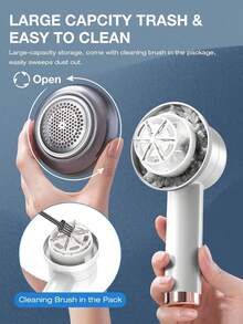 EstiloQuita Pelusa para Ropa Recargable, Removedor De Pelusa Electrico, Quitapelusas Electrico, Limpiador de Pelusa de suéter con 5 Cuchillas de Repuesto, Cepillo, Cable de Carga (Blanco)Versión mejorada - 1 - Ver 6