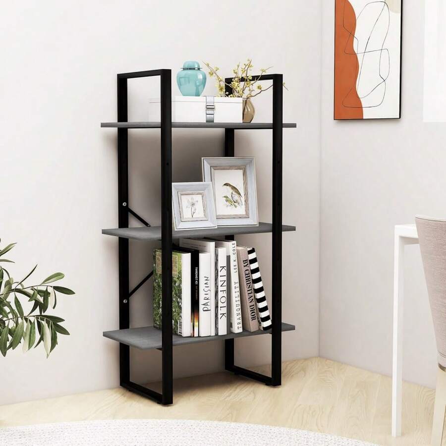 Mensola vidaXL grigia 60x30x105 cm in legno massello di pino - Cammello - Visualizzare 1